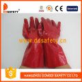 Rote PVC-Handschuh-lange Manschette (DPV507)